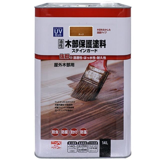 ニッペホームプロダクツ油性木部保護塗料ステインガード 14Lチーク
