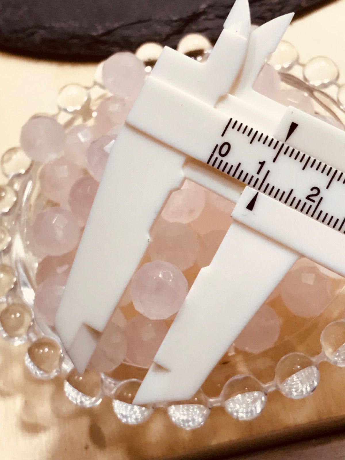 節約 10mm玉【ローズクォーツ/紅水晶】1mm穴64面 CT(カット)パーツ100