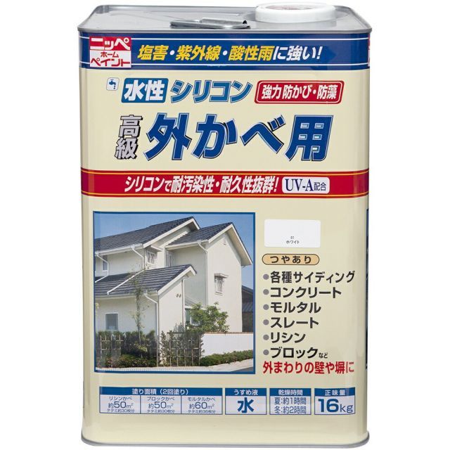 ニッペホームプロダクツ水性シリコン外かべ用 16kgホワイト