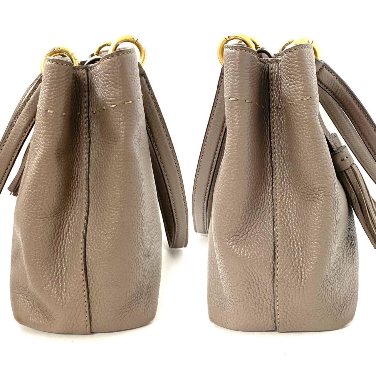 TORY BURCH】タッセルマックグロー トートバッグ レザー グレージュ系 