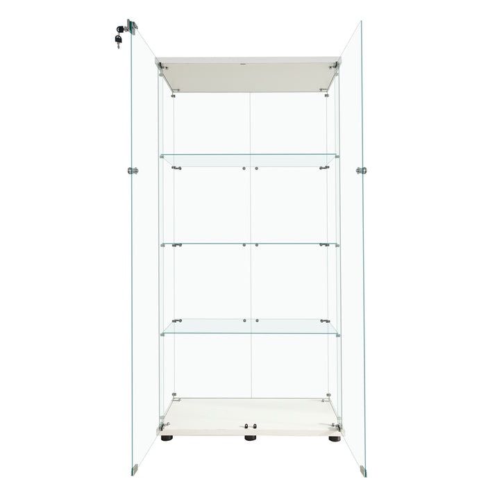 両扉ガラスケース4段 ホワイト ガラスケース・ディスプレイケース