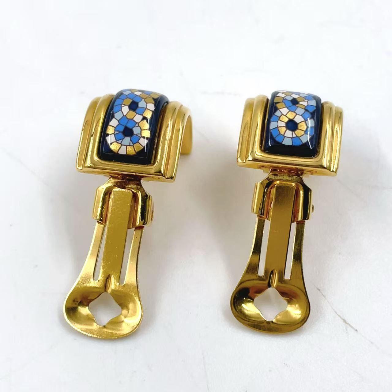 エルメス エマイユ 七宝焼き イヤリング ゴールド レッド マルチカラー メッキ レディース HERMES エルメス エマイユ 七宝焼き イヤリング ゴールド レッド メッキ