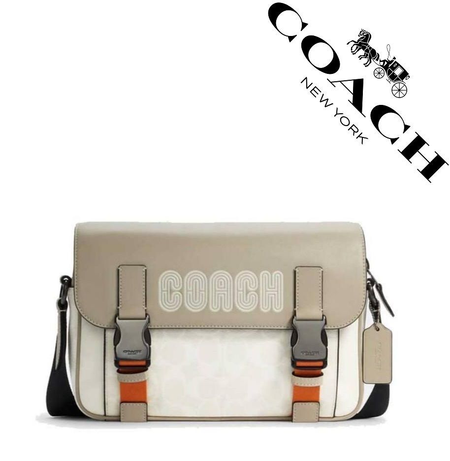 【セール中】COACH コーチバッグ C8128 ホワイトマルチ ショルダーバッグ ボディーバッグ 斜めがけバッグ メンズ  COACH Track Crossbody In Colorblock Signature Canvas アウトレット品 新品未使用