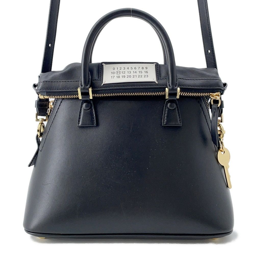 Maison Margiela ブラックレザーハンドバッグ メゾンマルジェラ ハンドバッグ 5AC ミニ レザー S56WG0082