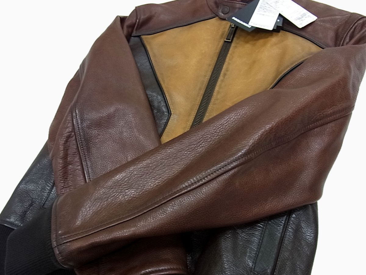 新品 定価446,600円◇DSQUARED2 S74AM1176 シングルレザージャケット  21年モデル 牛革  ディースクエアード メンズ ルーマニア製 新品 定価446,600円◇DSQUARED2 S74AM1176 シングルレザージャケット