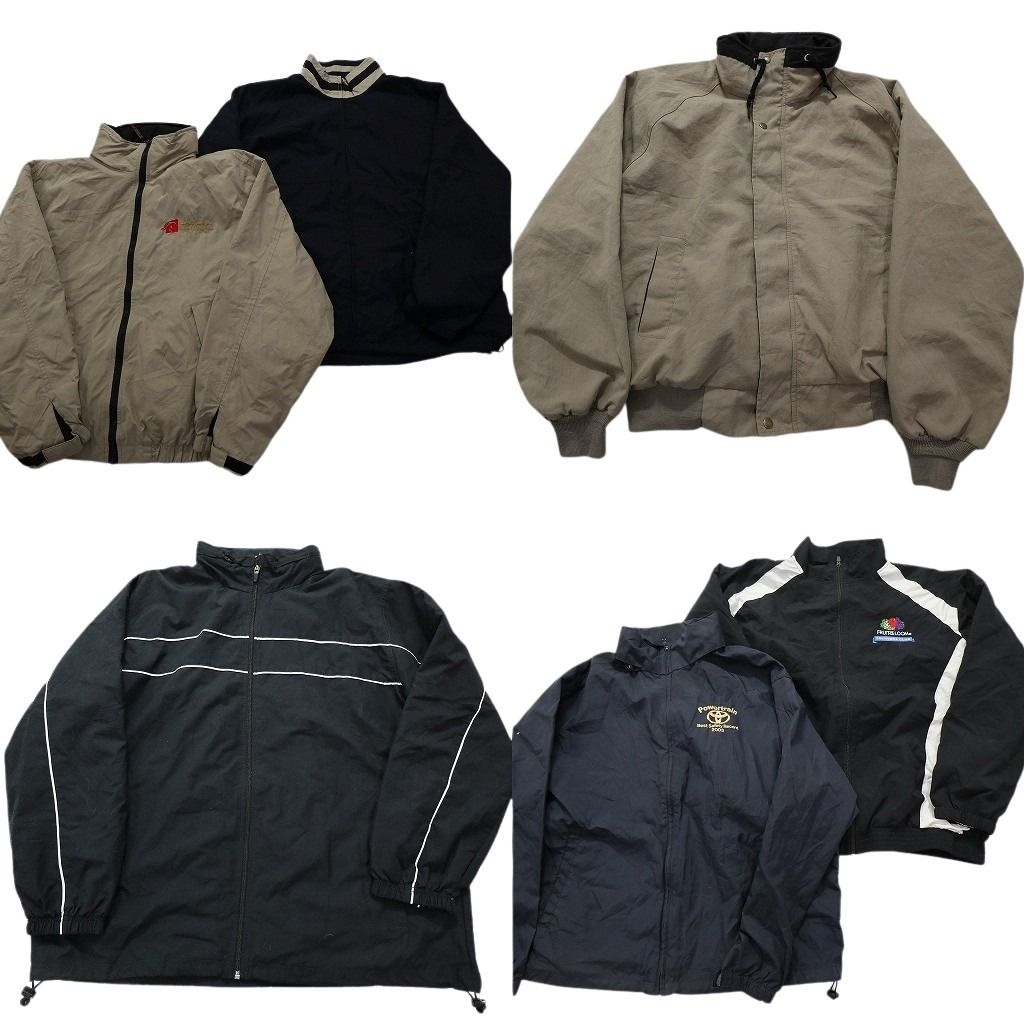 古着卸 まとめ売り フルジップジャケット 6枚セット (メンズ XL ) スタンドカラー 企業 ワンポイント ドローコード 中古 古着 MY6008