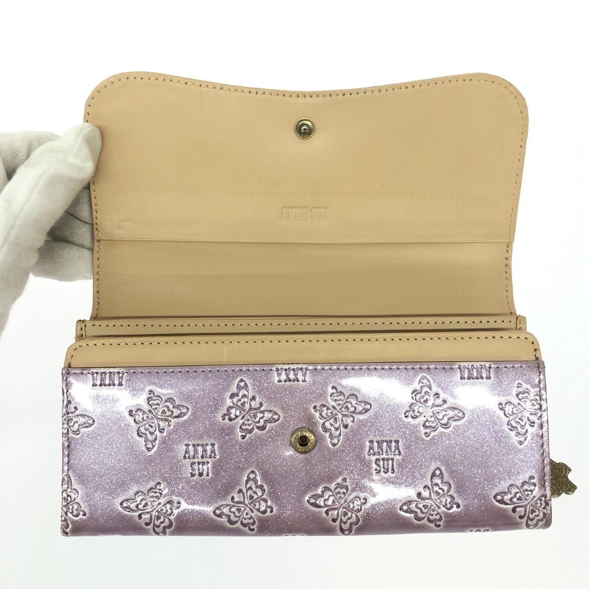 ANNA SUI アナスイ 二つ折り長財布 財布 ライトパープル エナメル