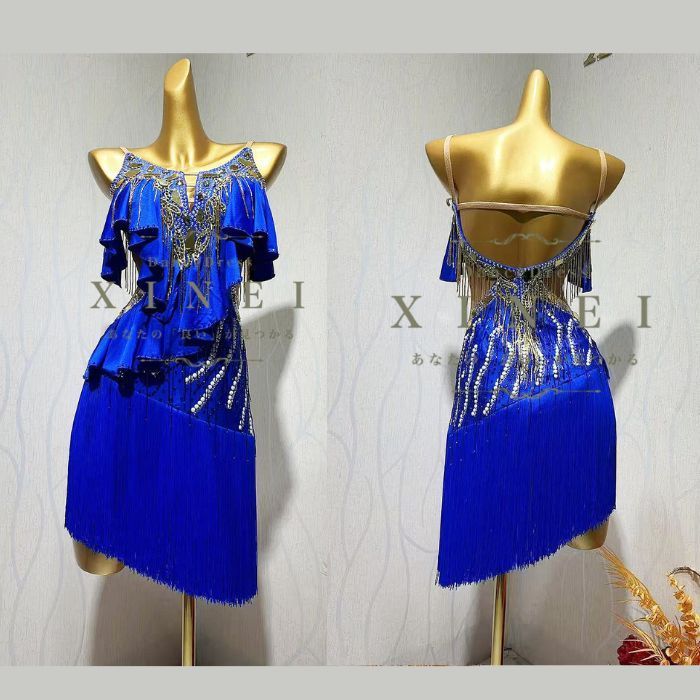 社交ダンス❤ラテンドレス ロイヤルブルー・ハングル4個 社交ダンス❤ラテンドレス ロイヤルブルー・ハングル4個 社交ダンス