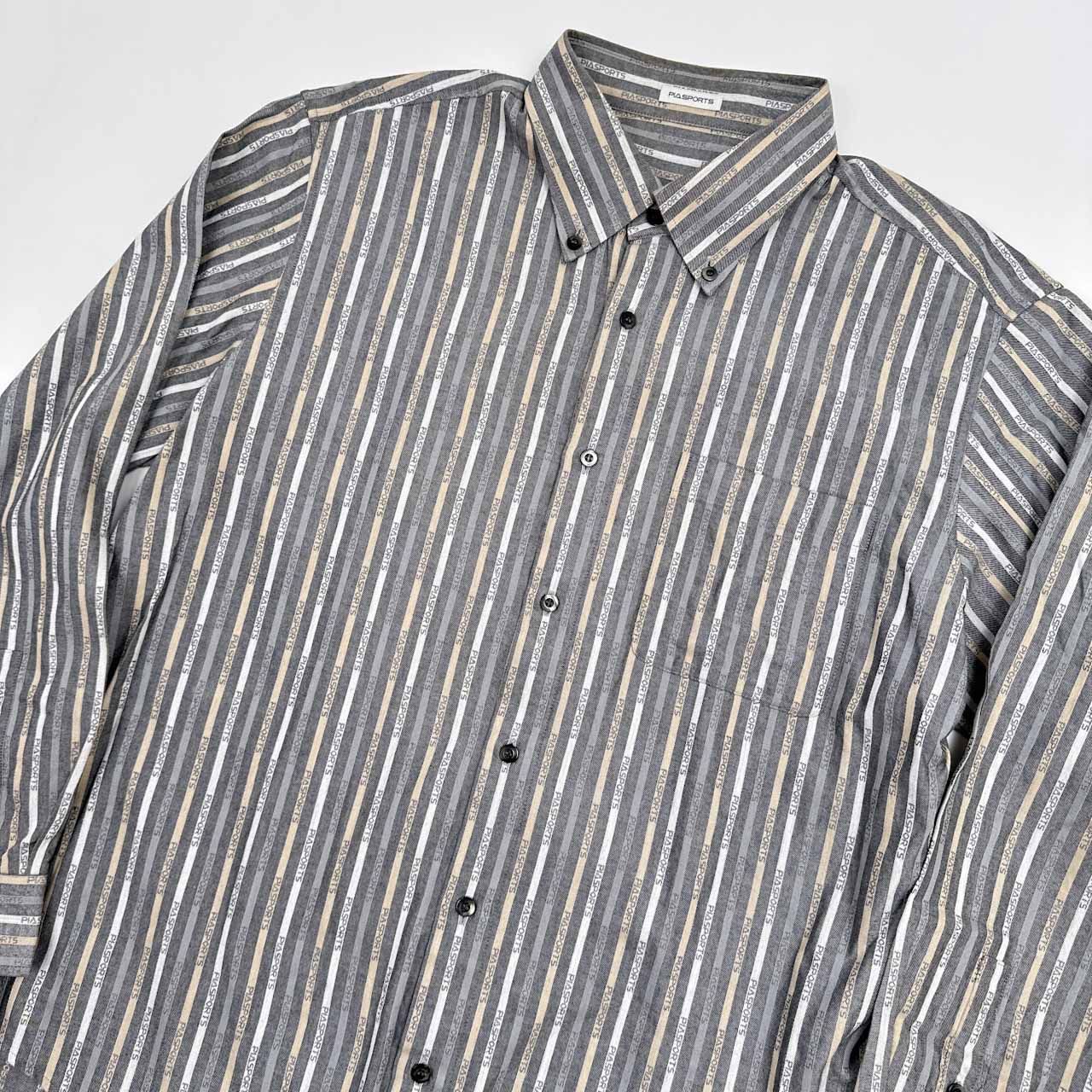 PIASPORTS ピアスポーツ ロゴデザイン ストライプ BD ボタンダウン