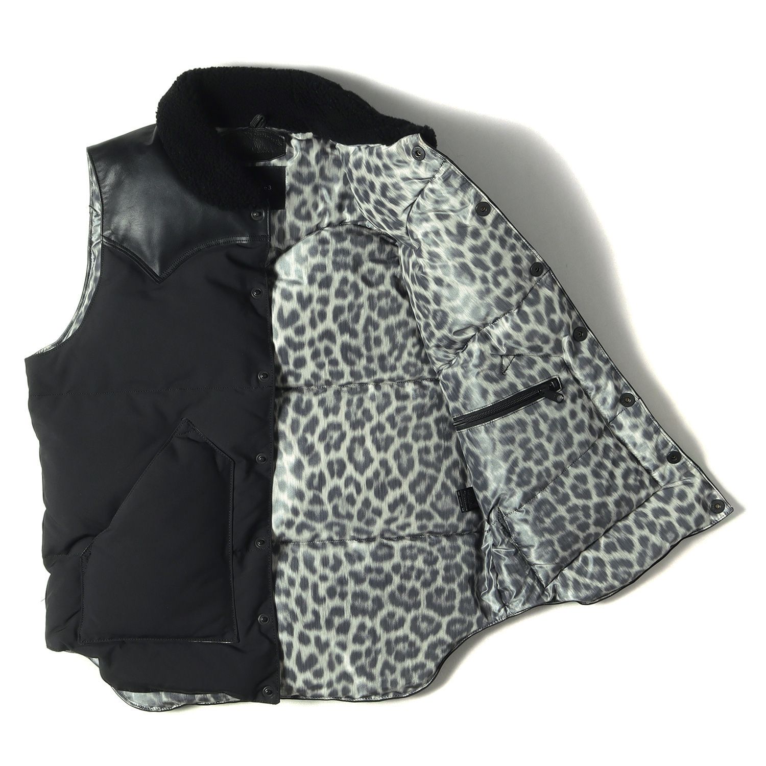 美品 1piu1uguale3 ウノ ピュ ウノ ウグァーレ トレ ナイロン ダウン ベスト 47960 × Rocky Mountain Featherbed 襟ボア クリスティ