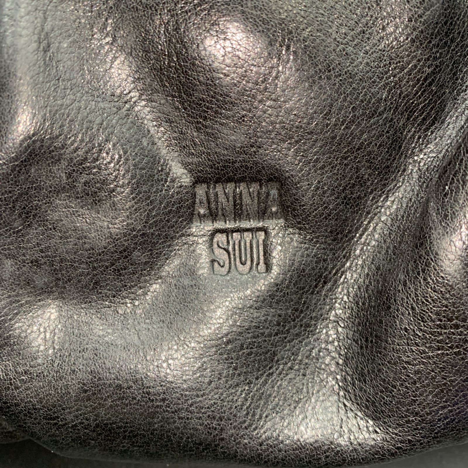 81 ANNA SUI アナスイ ショルダーバッグ レザー 蝶 ブラック