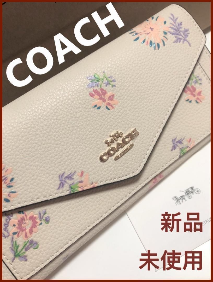 コーチ COACH 新品 レディース 花柄 長財布 フラワー アイボリー 財布