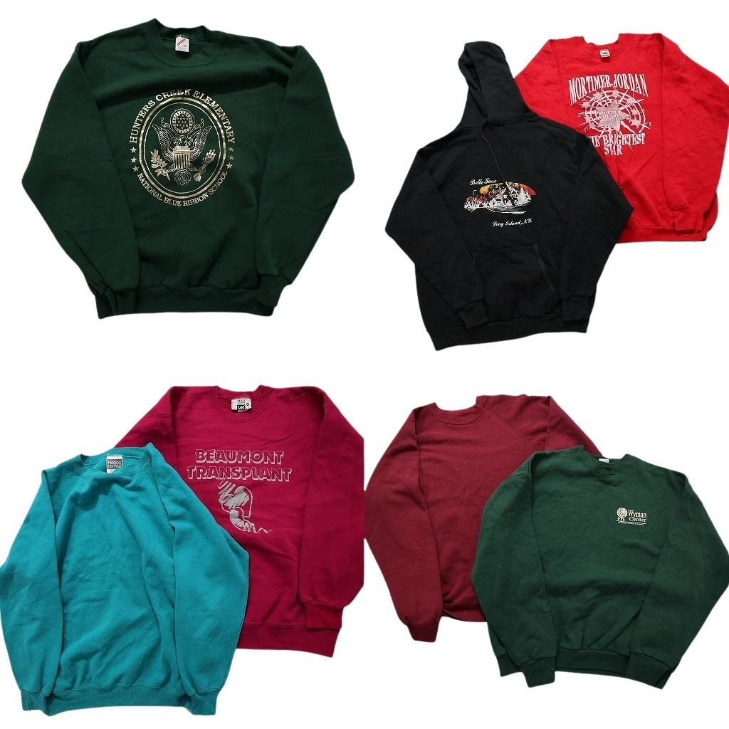 古着卸 まとめ売り USA製 スウェット 7枚セット (メンズ XL ) 90s LEE フルーツオブザルーム 無地 パーカー 中古 古着 MZ0477