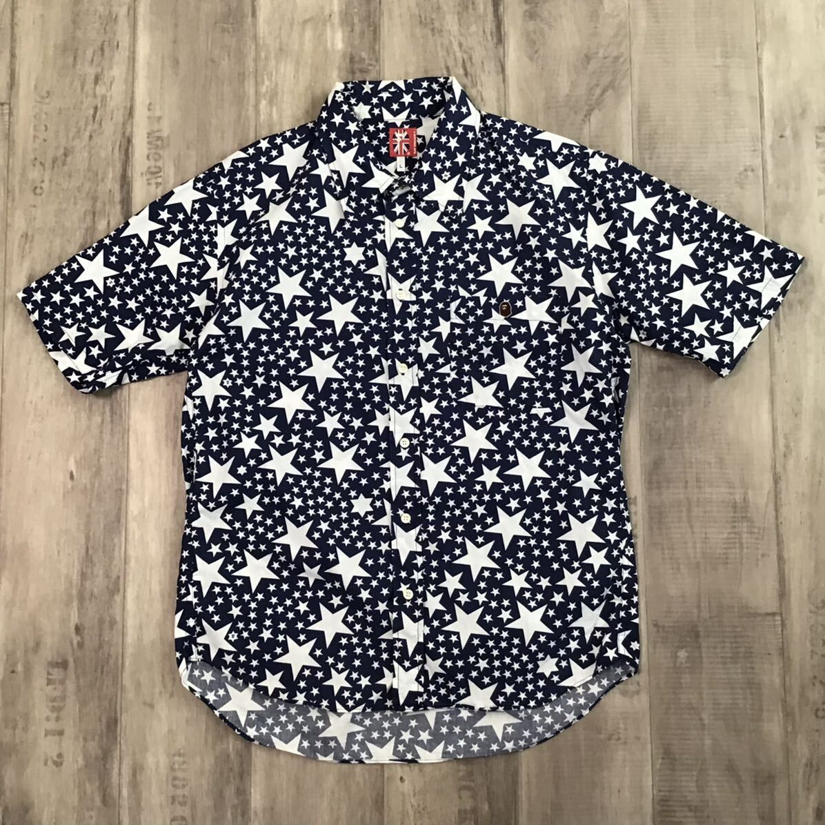BAPESTA 半袖シャツ Lサイズ ネイビー a bathing ape star