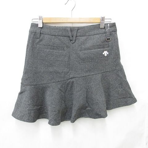 デサント DESCENTE GOLF LUXE COLLECTION ゴルフ スポーツウエア スカート フ ー ヘリンボーン ペチパンツ スワロフスキー ウール混 グレー S