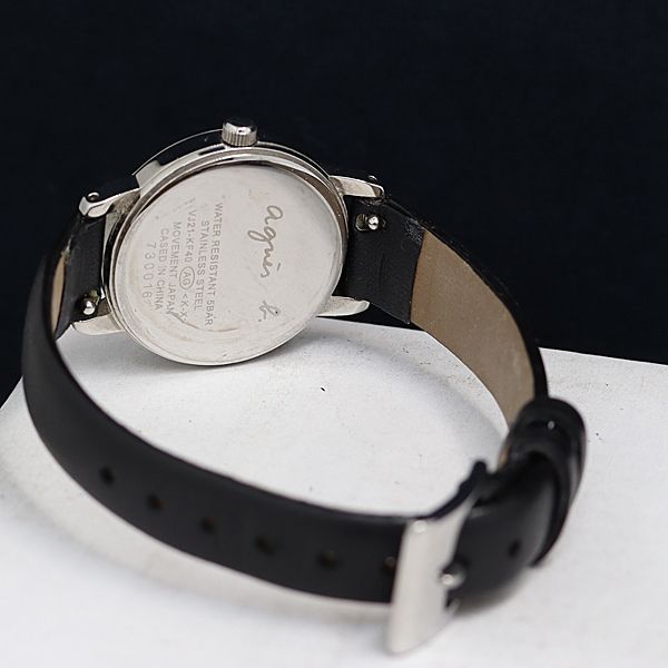 アニエス 稼働 良品 QZ アニエスベー VJ21-KF40 白文字盤 レディース