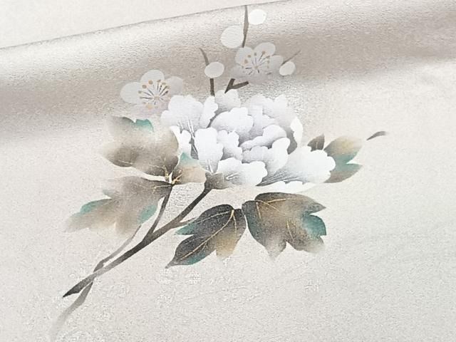 平和屋着物○訪問着 手描き 水玉 草花文 暈し染め 正絹 逸品 未