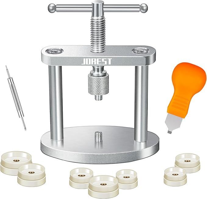 【在庫処分】JOREST時計 裏蓋閉め器、腕時計用 プレスセット、時計 修理 電池交換、腕時計こじ開け工具、時計 裏蓋オープナー、裏 蓋 外し、取扱説明書（英語版）、丸型ダイヤル専用