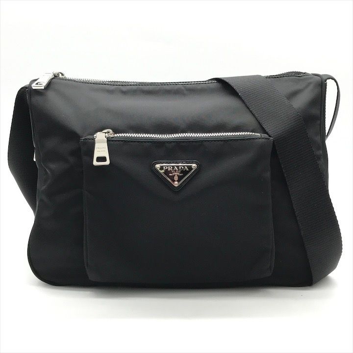 美品 PRADA プラダ テスート ナイロン 三角ロゴ ブラック ショルダー