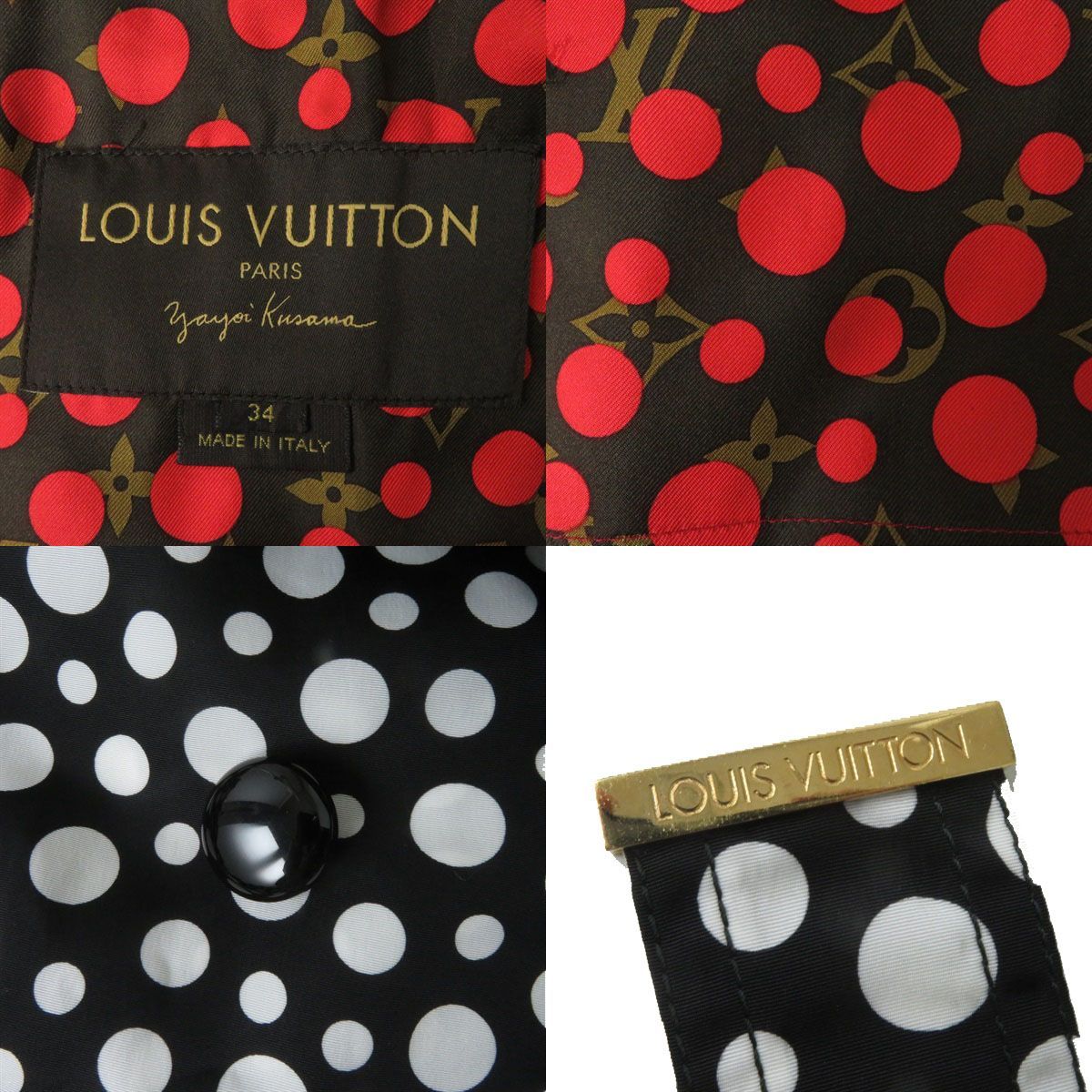 極美◎正規品 イタリア製 LOUIS VUITTON ルイヴィトン 草間彌生 レディース 美シルエット トレンチコート ブラック×ホワイト ドット柄  34 - メルカリ