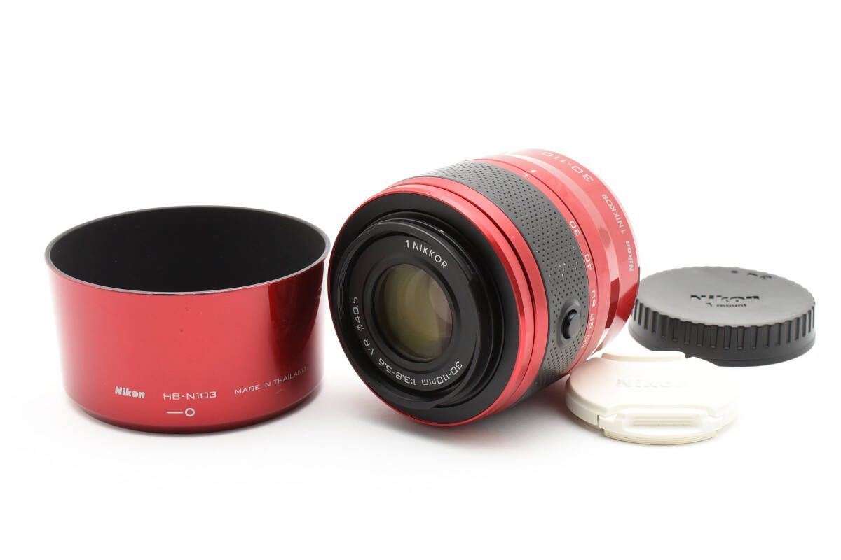 上品 ニコン Nikon 1 NIKKOR VR 30-110mm F3.8-5.6 レッド 純正フード付属 1518A88