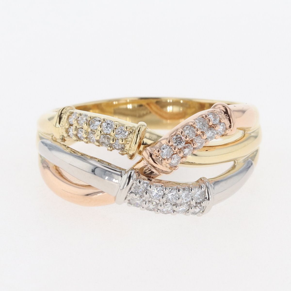 メレダイヤ デザインリング プラチナ K18 イエローゴールド 指輪