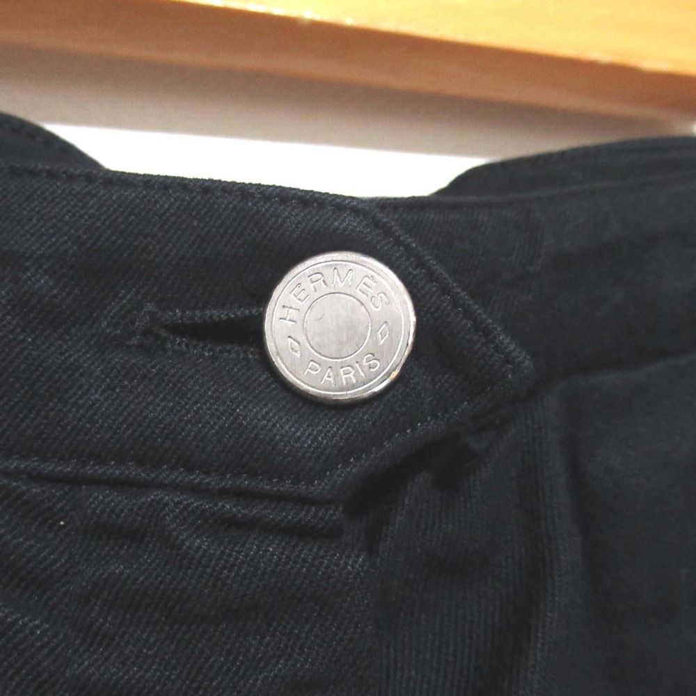 HERMES シルク ブラックパンツ 38 HERMES(エルメス) パンツ サイズ38 - 黒 HERMES シルク ブラックパンツ