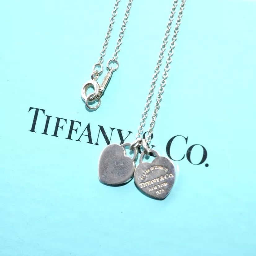 美品　Tiffany & Co. シルバー　ネックレス　ダブルハート　箱付き TIFFANY&Co. ティファニー ネックレス ダブルハートネックレス