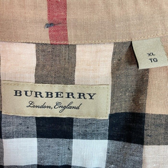 ☆BURBERRY バーバリー ノバチェック 麻混合 半袖シャツ ベージュ