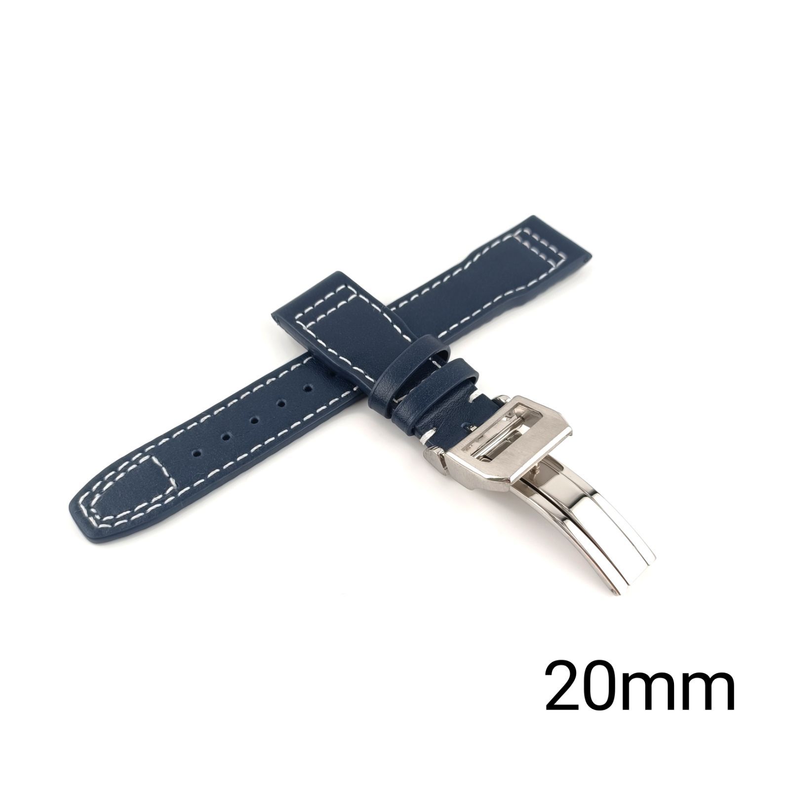 IWC 純正レザーベルト ネイビー IWC 革ベルト 純正 ネイビー 交渉中IWC レザーベルト 20mm-18mm