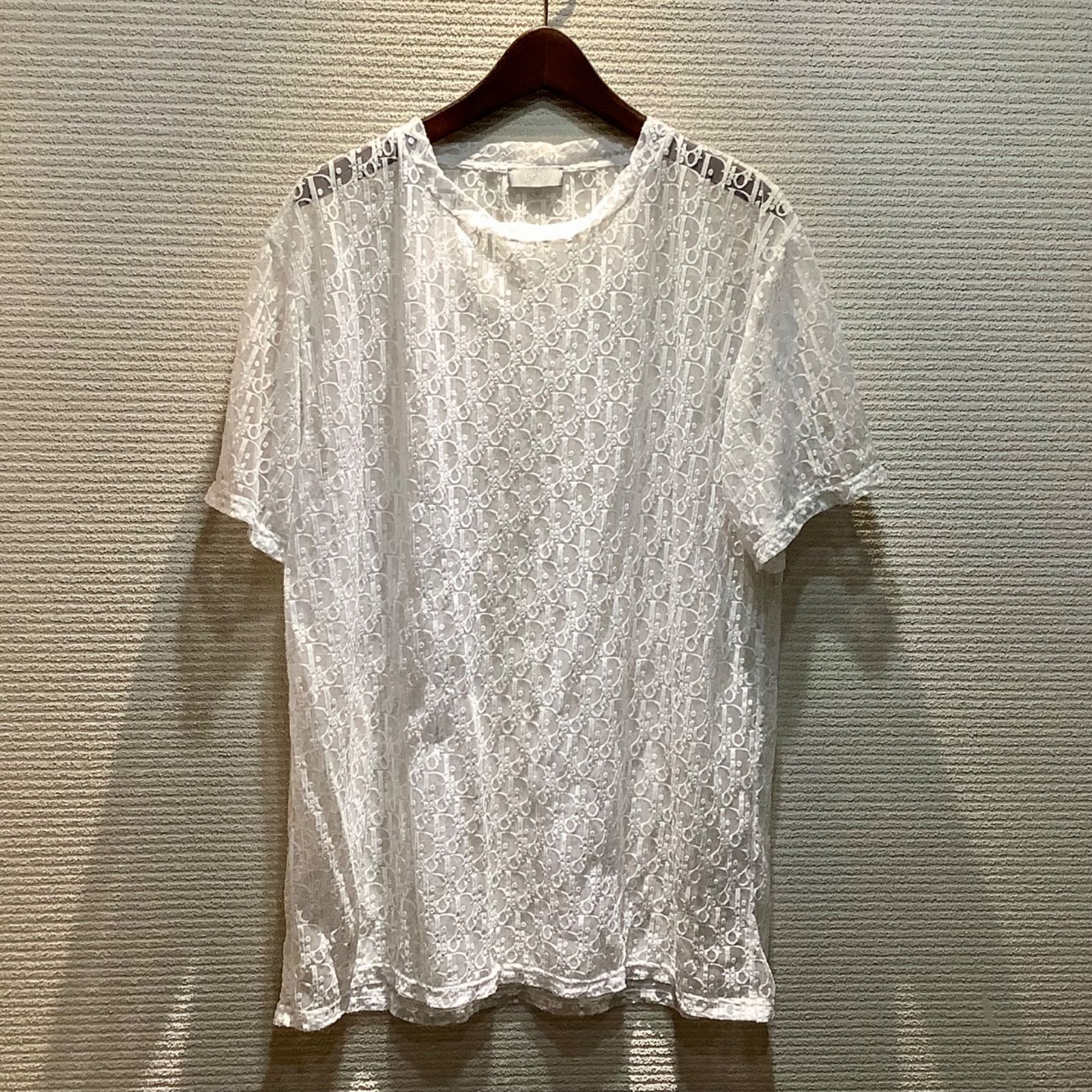 ディオールオム Dior Homme 21S オブリーク シースルー Tシャツ カットソー 半袖 白 ホワイト メンズ D1014|T5