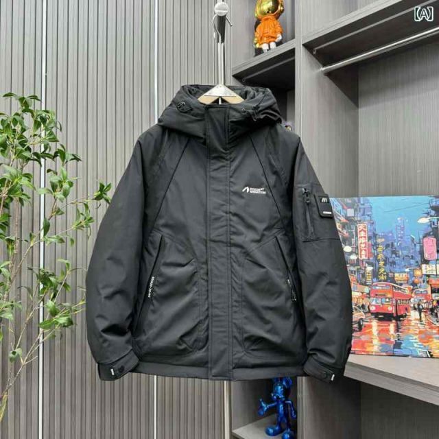 M 秋冬 コーデ メンズ 服 シンプル ファッション オシャレ 大人 かっこいい 大きいサイズ ストリート 紳士服 フード フード付き ダウン ジャケット アウター ハイエンド ホワイトダックダウン 暖かい