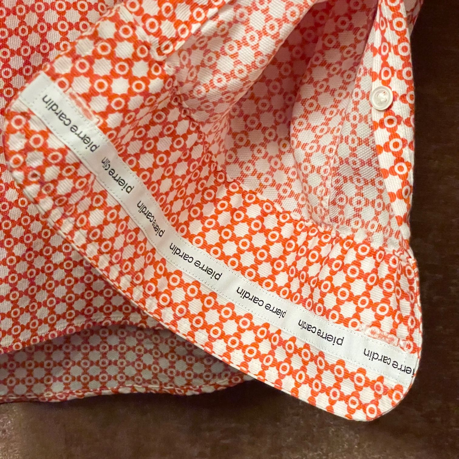 MADE IN JAPAN製 pierre cardin 長袖総柄ボタンダウンシャツ ホワイト 