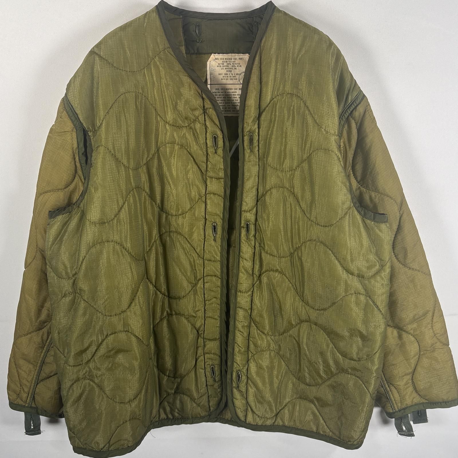 古着 70's/70年代 ヴィンテージ ミリタリー  キルティングライナージャケット 米軍 M65ライナー MEDIUM  オリーブグリーン系 メンズ