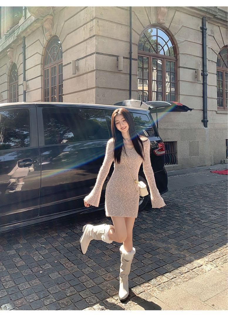 春にぴったり ミニニットワンピース