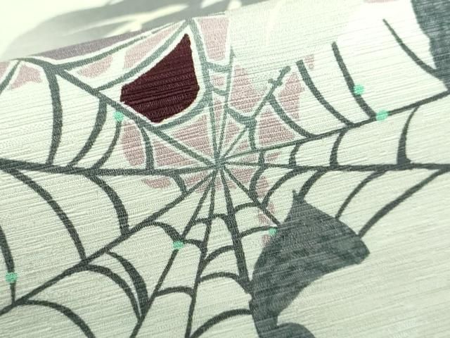 平和屋本店□極上 太鼓柄 京袋帯 蜘蛛の巣 蝶シルエット 逸品