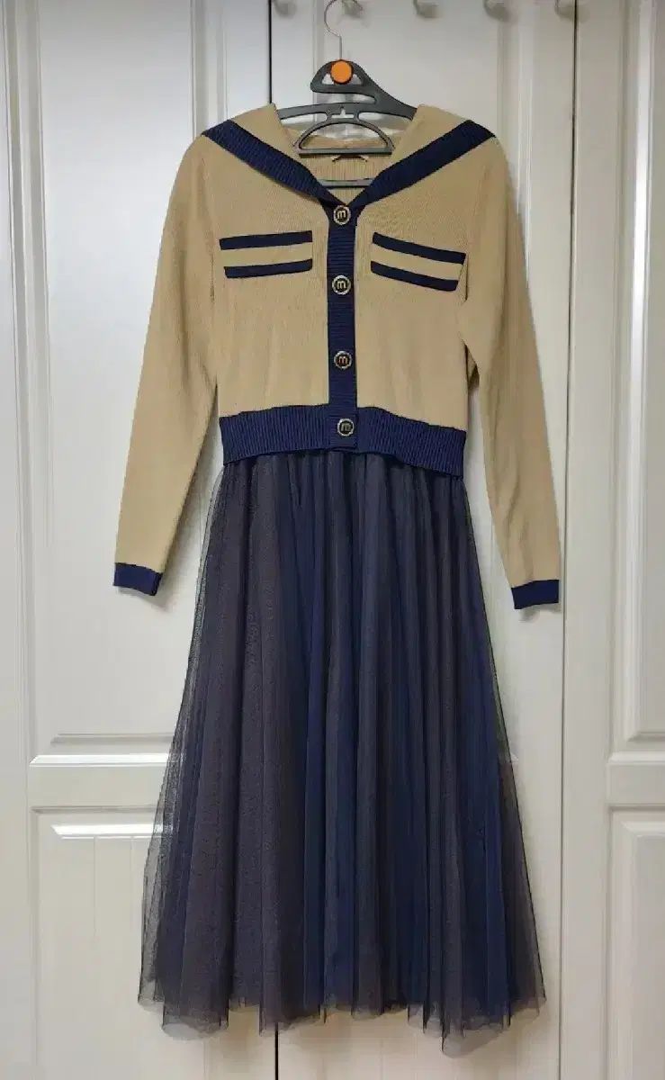 マリ クレール セーラーカラーニット チュールメッシュワンピース55