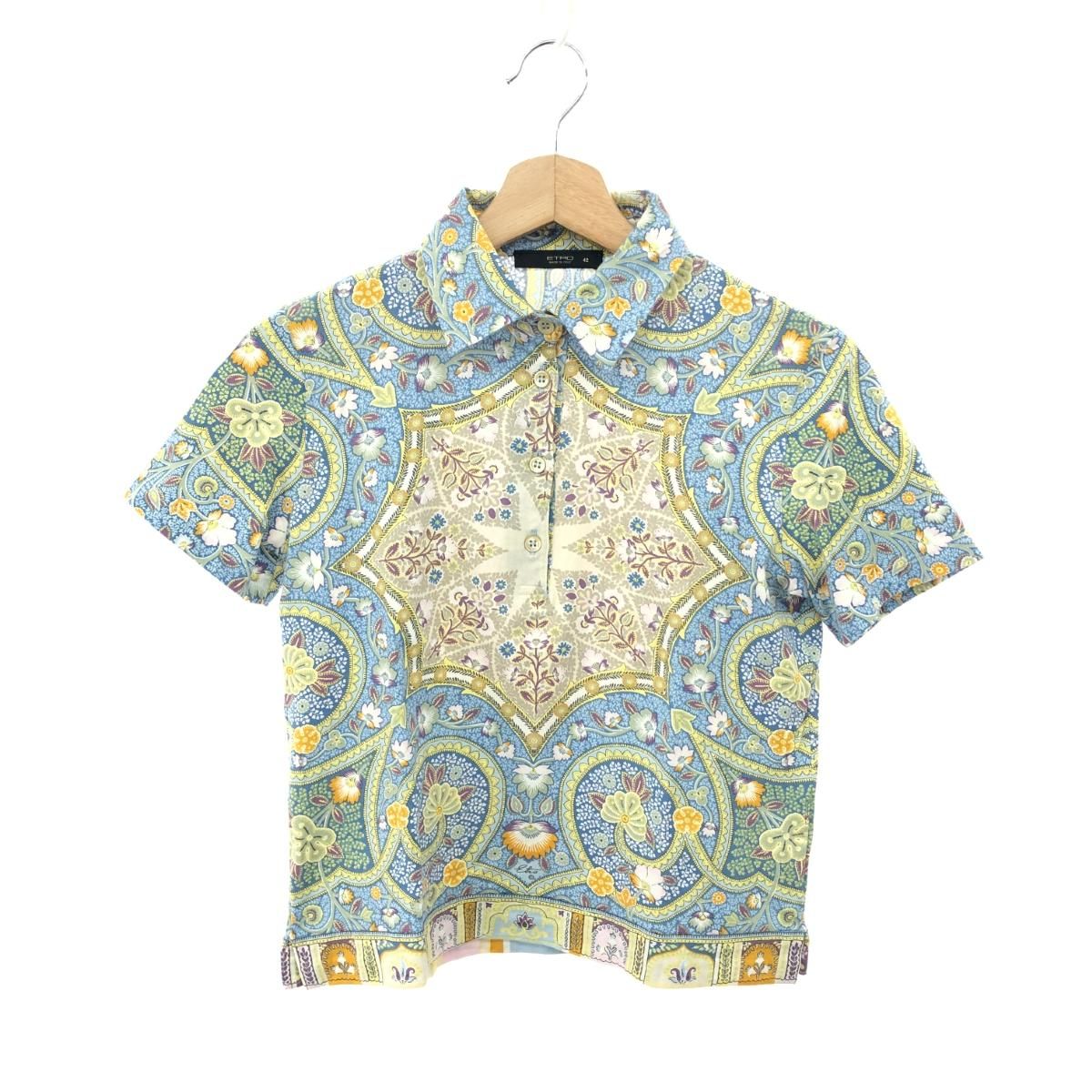 美品 ETRO エトロ 花柄 総柄 半袖ポロシャツ サイズ:42 マルチカラー 