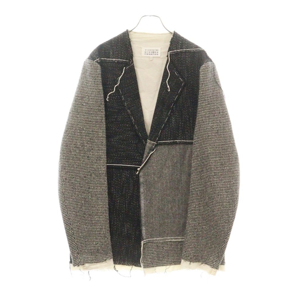 Maison Margiela 14 (メゾンマルジェラ) 17AW Re-Edition Artisanal Patchwork Jacket 再構築 ツイードパッチノーカラー アーティザナル パッチワークジャケット 30BN0391TN751 グレー