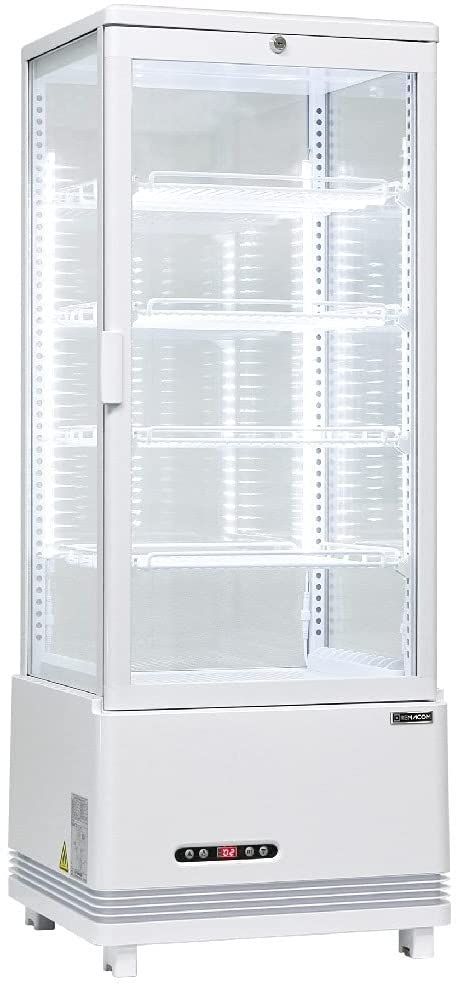 レマコム 4面ガラス 冷蔵ショーケース 卓上型 フォーシーズン 105L ホワイト R4G-105SLW LED 業務用 冷蔵庫 タテ型  暮らしGOODS メルカリ