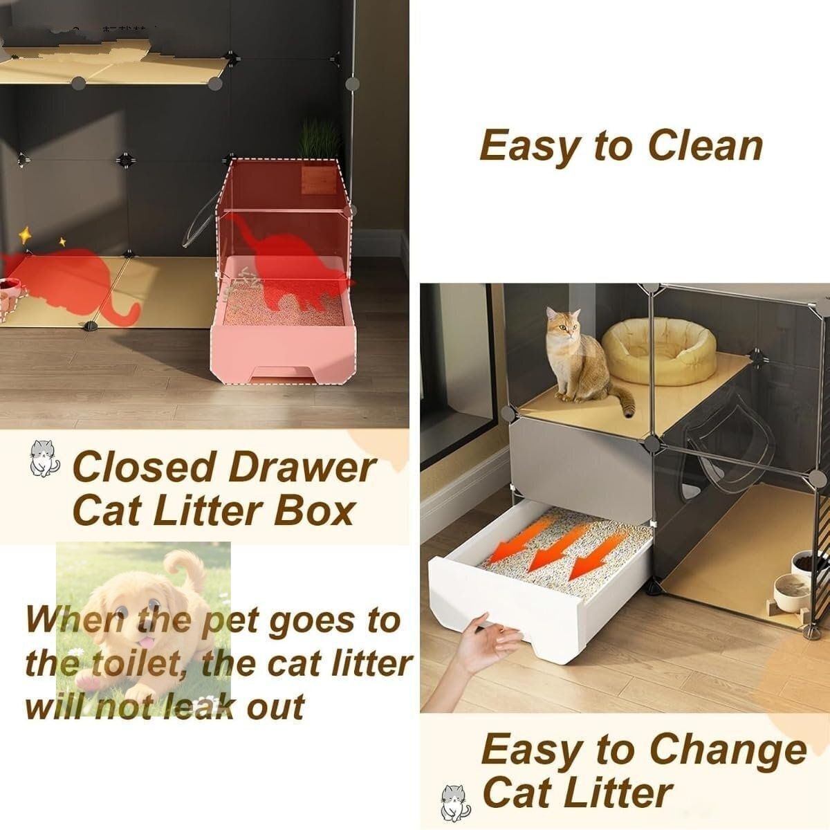 ゲージ 猫 3段 ゲージ 猫 トイレ付き猫ケージ 猫ベビーサークル猫エンクロージャ小動物ケージ犬ケージ 1-2匹の猫に最適な運動場所 WWW_GEBZETESISAT_COM_TR