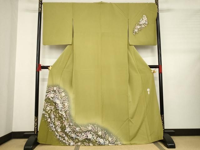 平和屋着物●越後十日町の一流染匠 桐屋 翠山工房 訪問着 辻が花 流水花文 暈し染め 正絹 AABB3198ck
