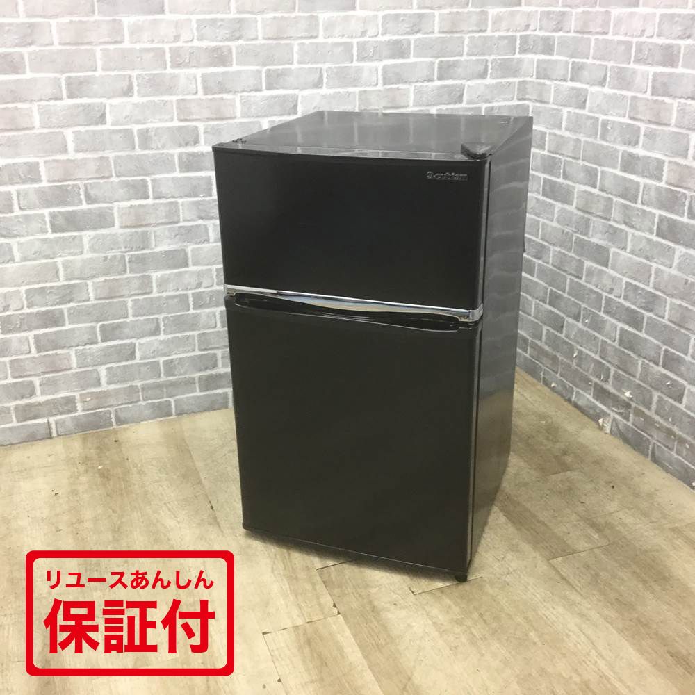 エスキュービズム 冷蔵庫 2ドア 90L 右開きRM-90L02BK 2019年製