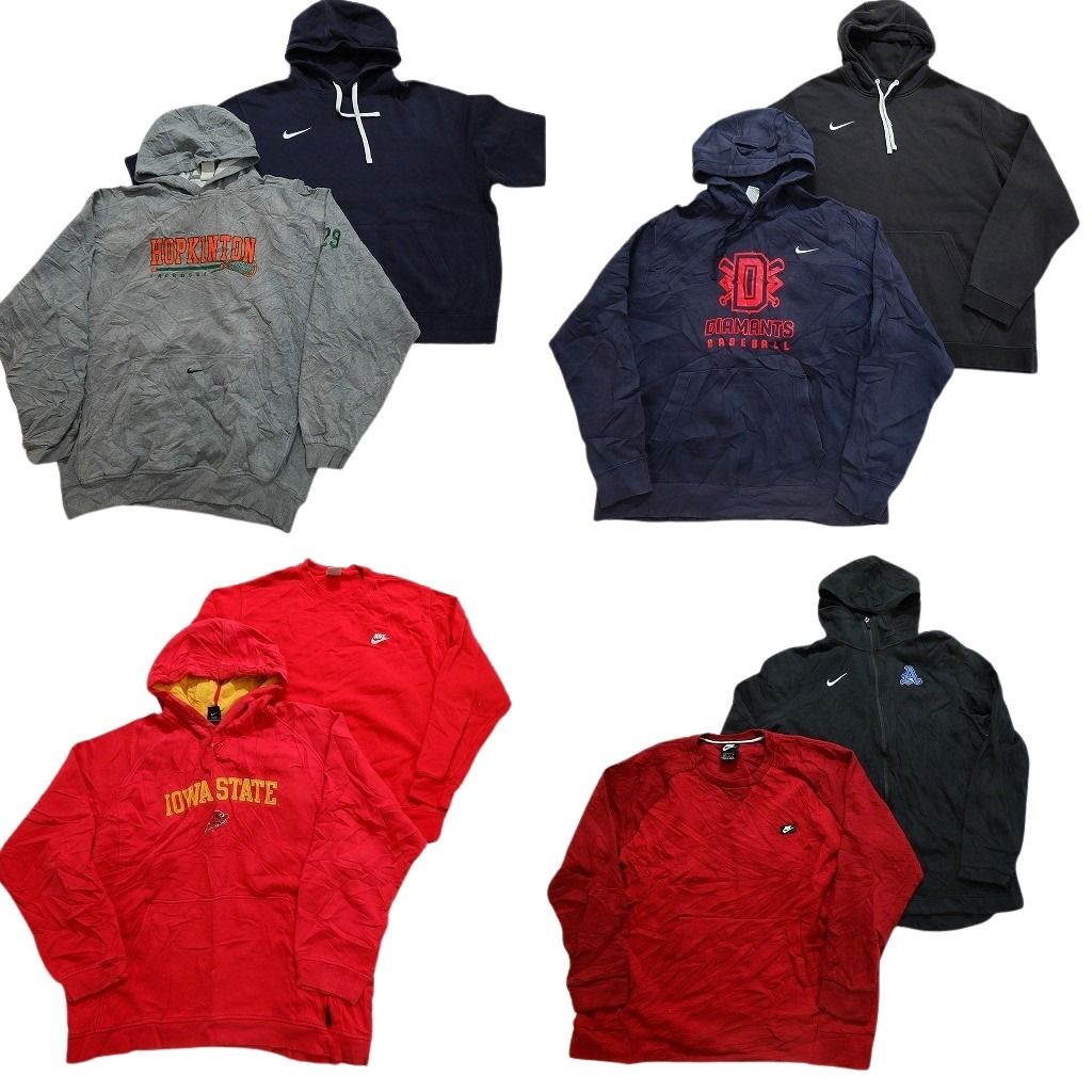 古着卸 まとめ売り ナイキ NIKE スウェット 8枚セット メンズ XL フーディー カレッジ風 チームロゴ フルジップ 古着 NC0967