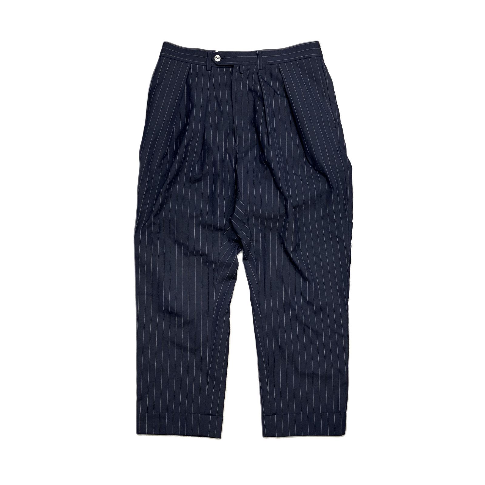 最終値下げ】NEAT ウールモヘア ネイビー ストライプスラックス NEAT