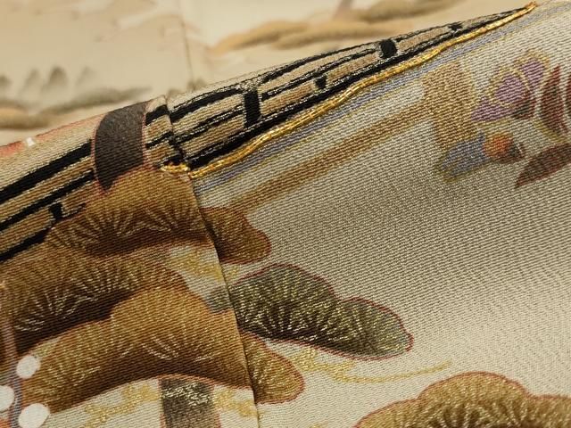 平和屋着物□豪華黒留袖 駒刺繍 風景文 金彩 正絹 逸品