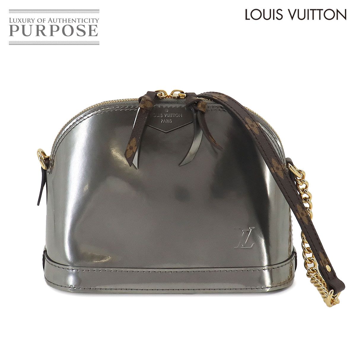 新品同様 ルイ ヴィトン LOUIS VUITTON ヴェルニ アルマ MINI チェーン ショルダー バッグ モノグラム レザー シルバー  90249694 - メルカリ