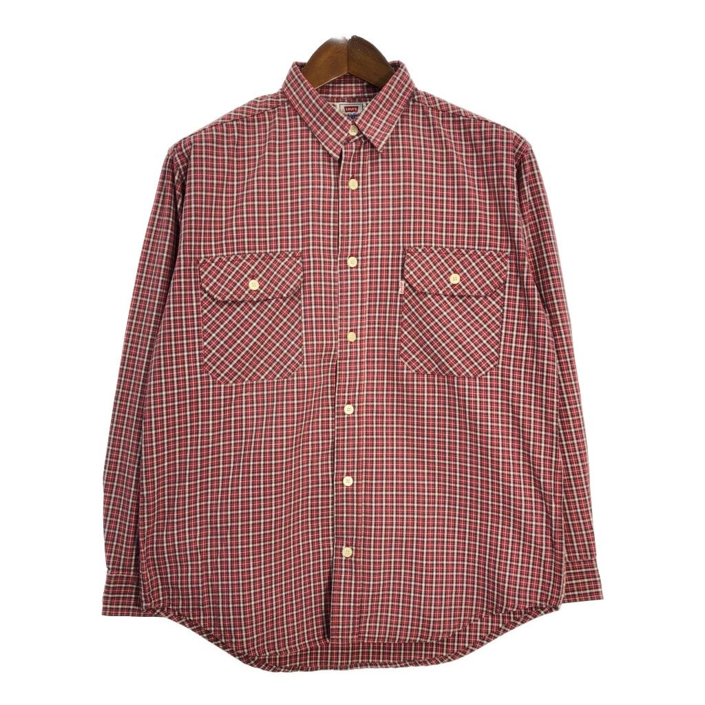 90年代 Levi's リーバイス チェックシャツ レッド (メンズ M) 中古 古着 T1509