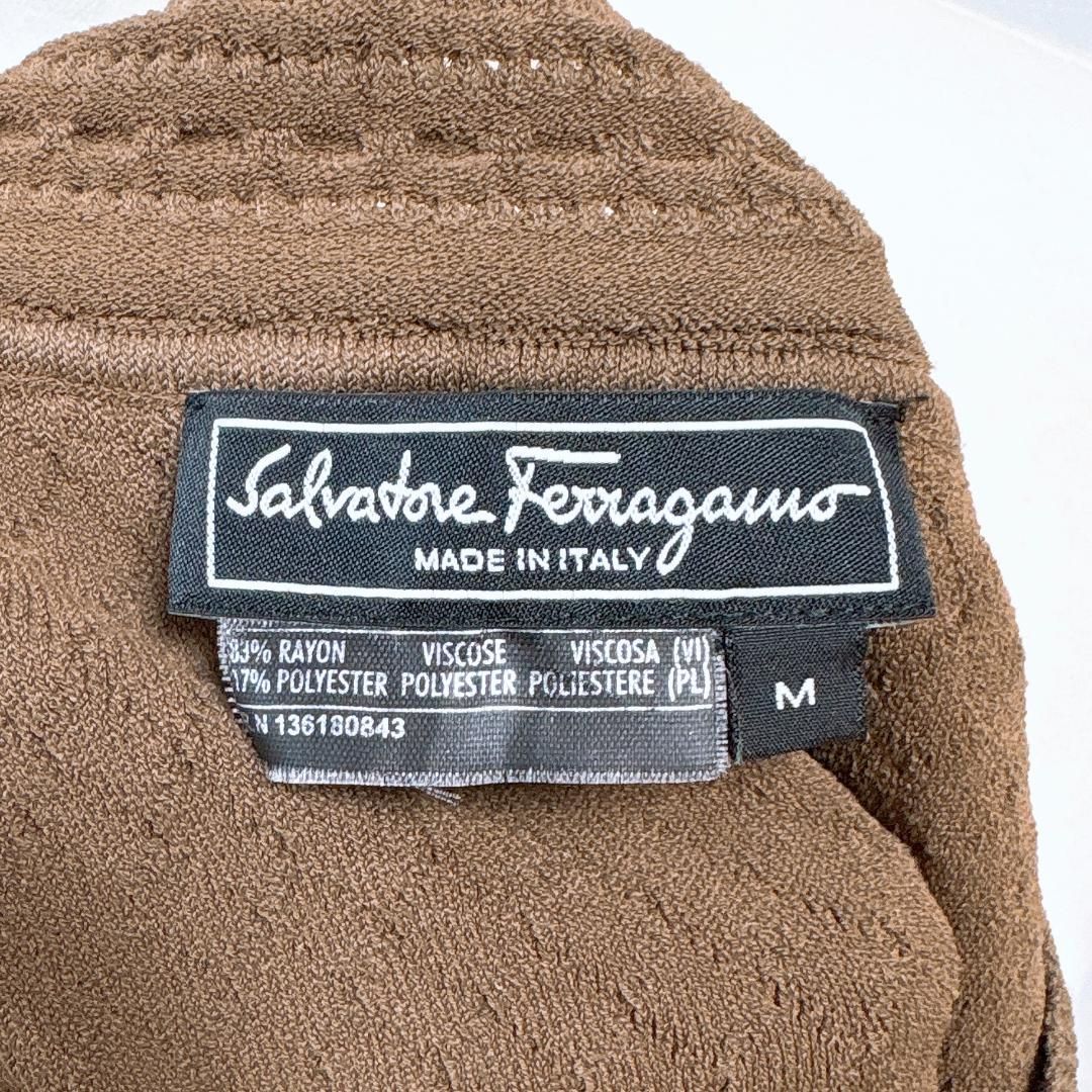 美品☆サルヴァトーレ フェラガモ フレアノースリーブニットワンピース　Aライン 美品】サルヴァトーレ フェラガモ Aラインフレアノースリーブ