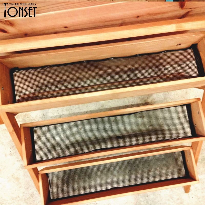 折り畳み式木製3段プランタースタンド オークcol